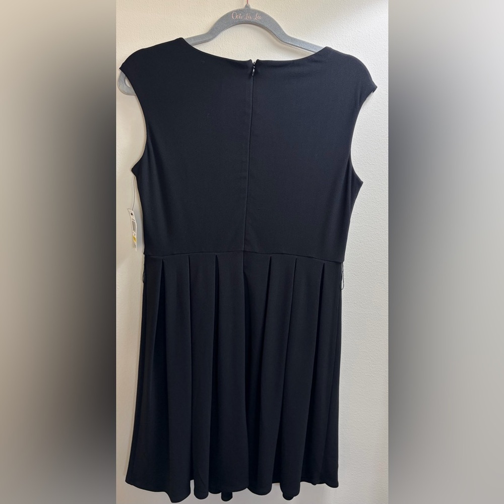 Alfani Petite Medium Black Fit & Flare Pleated Dress NWT - Picture 2 of 7